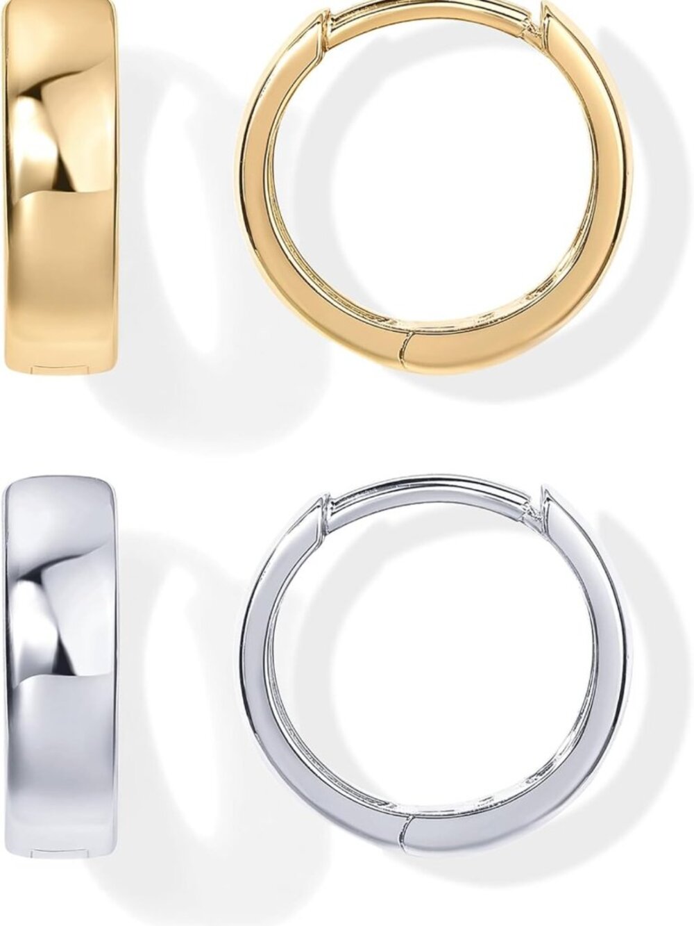 14K Gold Plated Sterling Silver Small Huggie Hoop Earrings for Women - Chic